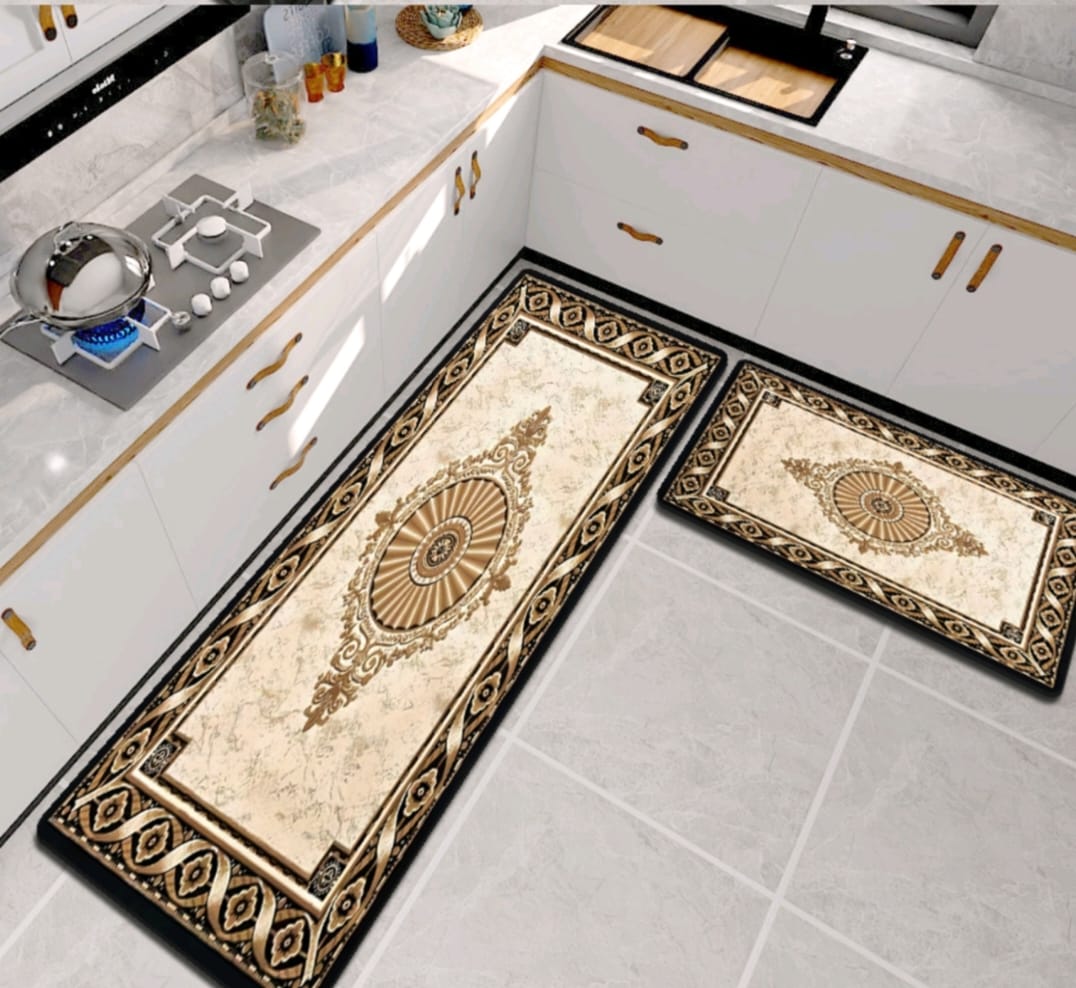 Kitchen Mat 2-Piece Set: Anti-Slip Magical Water Absorbent Kitchen Floor Mat