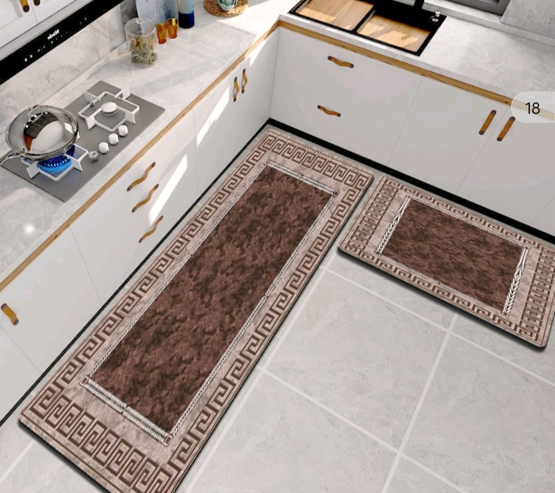 Kitchen Mat 2-Piece Set: Anti-Slip Magical Water Absorbent Kitchen Floor Mat