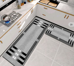 Kitchen Mat 2-Piece Set: Anti-Slip Magical Water Absorbent Kitchen Floor Mat