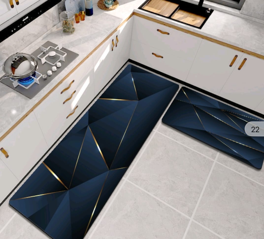 Kitchen Mat 2-Piece Set: Anti-Slip Magical Water Absorbent Kitchen Floor Mat