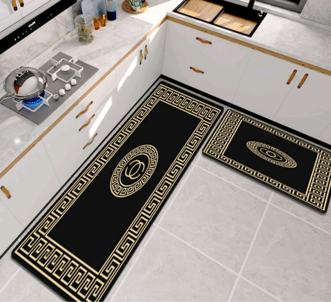 Kitchen Mat 2-Piece Set: Anti-Slip Magical Water Absorbent Kitchen Floor Mat