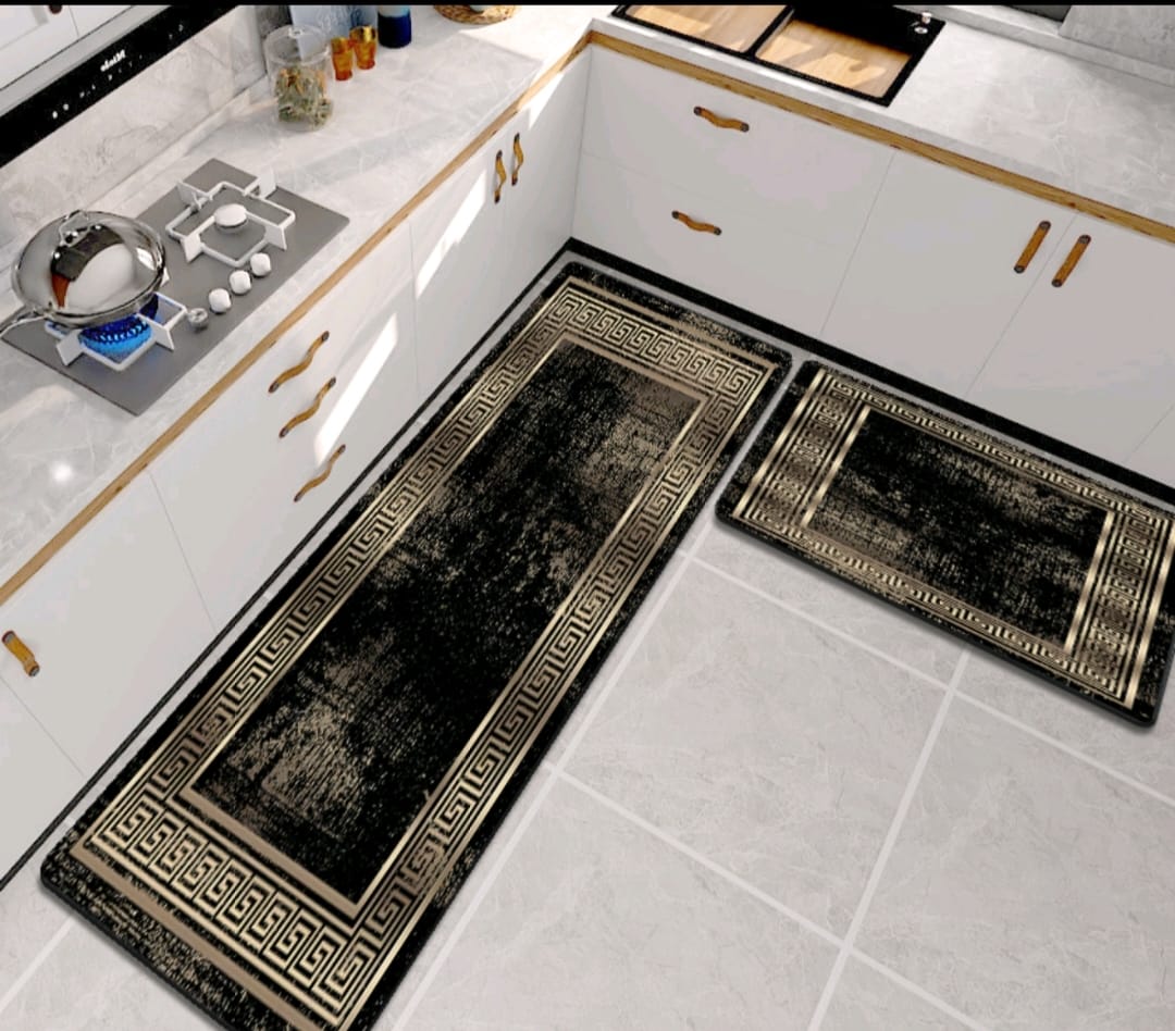 Kitchen Mat 2-Piece Set: Anti-Slip Magical Water Absorbent Kitchen Floor Mat