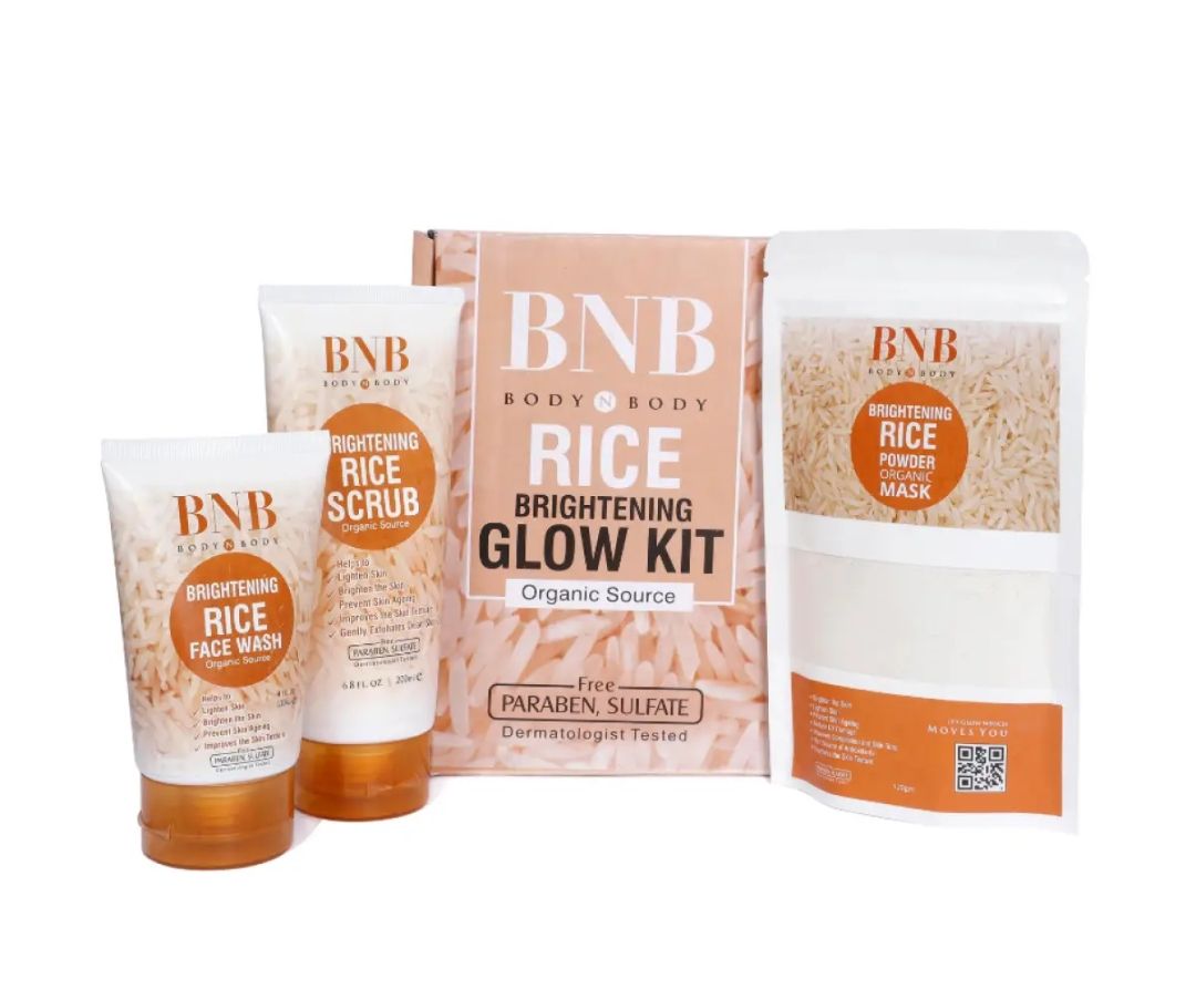 BNB Rice Extract Bright & Glow Kit ( Rice Face Wash + Rice Scrub + Rice Mask ) 11 Mango