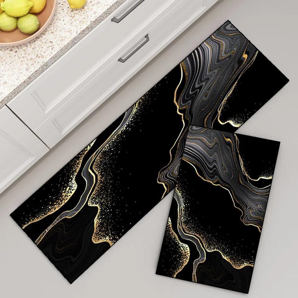 Kitchen Mat 2-Piece Set: Anti-Slip Magical Water Absorbent Kitchen Floor Mat 11 Mango