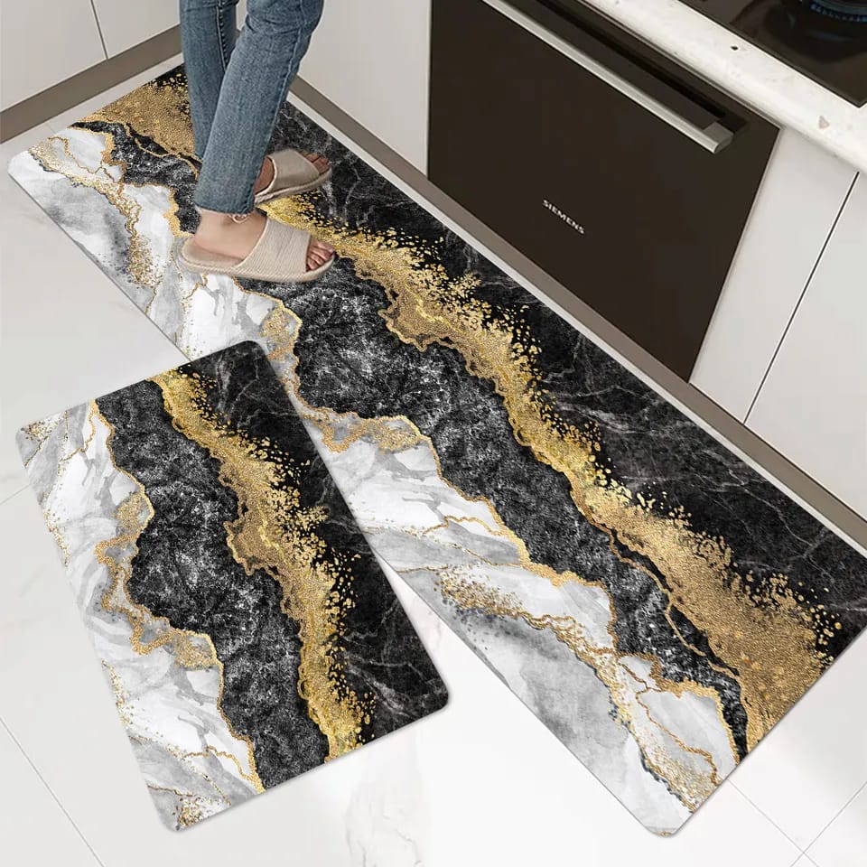 Kitchen Mat 2-Piece Set: Anti-Slip Magical Water Absorbent Kitchen Floor Mat 11 Mango